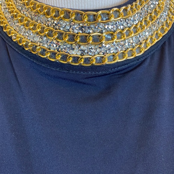 Jeweled Neckline Dark Navy Top New without tags - Picture 10 of 16